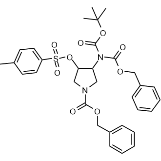Benzyl 3-((benzyloxycarbonyl)(tert-butoxycarbonyl)amino)-4-(tosyloxy)pyrrolidine-1-carboxylate|CS-0005943