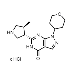6-((3S,4S)-4-methylpyrrolidin-3-yl)-1-(tetrahydro-2H-pyran-4-yl)-1H-pyrazolo[3,4-d]pyrimidin-4(5H)-one hydrochloride 1:x|CS-0010306