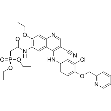 Diethyl (2-((4-((3-chloro-4-(pyridin-2-ylmethoxy)phenyl)amino)-3-cyano-7-ethoxyquinolin-6-yl)amino)-2-oxoethyl)phosphonate|CS-0030529