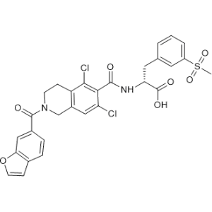 (R)-2-(2-(Benzofuran-6-carbonyl)-5,7-dichloro-1,2,3,4-tetrahydroisoquinoline-6-carboxamido)-3-(3-(methylsulfonyl)phenyl)propanoic acid Lifitegrast Impurity 8|CS-0044830
