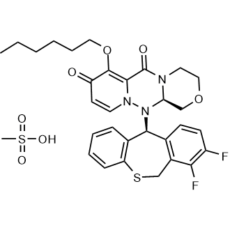 (R)-12-((S)-7,8-Difluoro-6,11-dihydrodibenzo[b,e]thiepin-11-yl)-7-(hexyloxy)-3,4,12,12a-tetrahydro-1H-[1,4]oxazino[3,4-c]pyrido[2,1-f][1,2,4]triazine-6,8-dione methanesulfonate|CS-0067511