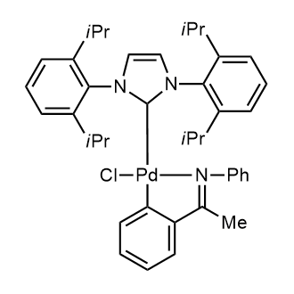 Chloro{2-[(1-(N-phenyl)iminoethyl]phenyl}{[1,3-bis(2,6-di-i-propylphenyl]imidzole-2-ylidene}palladium(II)|CS-0084063