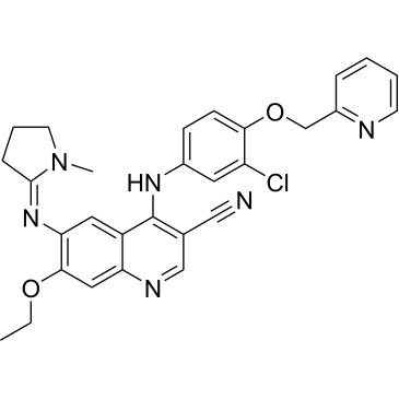 4-[[3-Chloro-4-(2-pyridinylmethoxy)phenyl]amino]-7-ethoxy-6-[(1-methyl-2-pyrrolidinylidene)amino]-3-quinolinecarbonitrile|CS-0100352