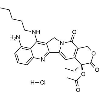 (S)-10-Amino-4-ethyl-3,14-dioxo-11-(pentylamino)-3,4,12,14-tetrahydro-1H-pyrano[3',4':6,7]indolizino[1,2-b]quinolin-4-yl acetate hydrochloride|CS-0119263