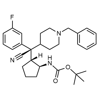 tert-Butyl ((1S,2R)-2-((S)-(1-benzylpiperidin-4-yl)(cyano)(3-fluorophenyl)methyl)cyclopentyl)carbamate|CS-0120304