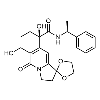 (R)-2-Hydroxy-2-(6-(hydroxymethyl)-5-oxo-2,3-dihydro-5H-spiro[indolizine-1,2'-[1,3]dioxolan]-7-yl)-N-((S)-1-phenylethyl)butanamide|CS-0136068