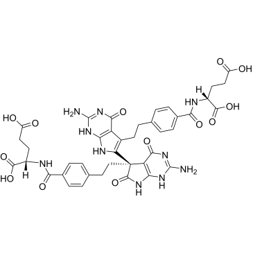 (2S,2′S)-2,2′-[[(5R)-2,2′-diamino-4,4′,6-trioxo-
1,4,4′,6,7,7′-hexahydro-1′H,5H-5,6′-bipyrrolo[2,3-
d]pyrimidine-5,5′-diyl]bis(ethylenebenzene-4,1-
diylcarbonylimino)]dipentanedioic acid  (Pemetrexed Disodium Impurity）|CS-0164003