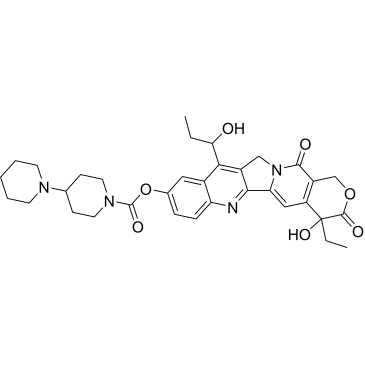 (4S)-4-ethyl-4-hydroxy-11-(1-hydroxypropyl)-3,14-dioxo-3,4,12,14-tetrahydro-1H-pyrano[3',4':6,7]indolizino[1,2-b]quinolin-9-yl [1,4'-bipiperidine]-1'-carboxylate  (Irinotecan Impuruity）|CS-0164087