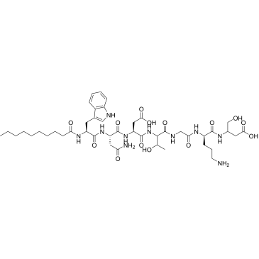(6R,15S)-15-((S)-4-amino-2-((S)-2-decanamido-3-(1H-indol-3-yl)propanamido)-4-oxobutanamido)-6-(3-aminopropyl)-12-(1-hydroxyethyl)-3-(hydroxymethyl)-5,8,11,14-tetraoxo-4,7,10,13-tetraazaheptadecane-1,17-dioic acid  (Daptomycin Impuruity）|CS-0165460