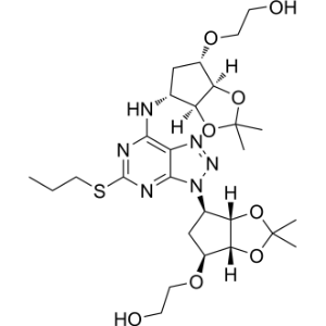 2-(((3aR,4S,6R,6aS)-6-((3-((3aS,4R,6S,6aR)-6-(2-Hydroxyethoxy)-2,2-dimethyltetrahydro-3aH-cyclopenta[d][1,3]dioxol-4-yl)-5-(propylthio)-3H-[1,2,3]triazolo[4,5-d]pyrimidin-7-yl)amino)-2,2-dimethyltetrahydro-3aH-cyclopenta[d][1,3]dioxol-4-yl)oxy)ethanol Ticagrelor Impurity Q|CS-0165730