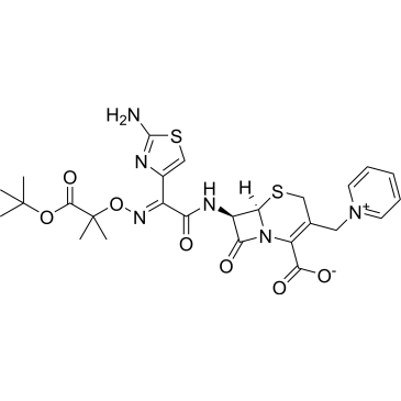 (6R,7R)-7-((E)-2-(2-Aminothiazol-4-yl)-2-(((1-(tert-butoxy)-2-methyl-1-oxopropan-2-yl)oxy)imino)acetamido)-8-oxo-3-(pyridin-1-ium-1-ylmethyl)-5-thia-1-azabicyclo[4.2.0]oct-2-ene-2-carboxylate (Ceftazidime Impuruity）|CS-0166367