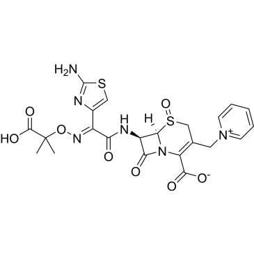 (6R,7R)-7-((E)-2-(2-aminothiazol-4-yl)-2-(((2-carboxypropan-2-yl)oxy)imino)acetamido)-8-oxo-3-(pyridin-1-ium-1-ylmethyl)-5-thia-1-azabicyclo[4.2.0]oct-2-ene-2-carboxylate 5-oxide  (Ceftazidime Impuruity）|CS-0166374