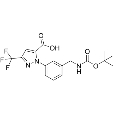 1-(3-(((Tert-butoxycarbonyl)amino)methyl)phenyl)-3-(trifluoromethyl)-1H-pyrazole-5-carboxylic acid|CS-0167492