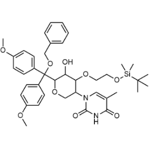 1-(6-((Benzyloxy)bis(4-methoxyphenyl)methyl)-4-(2-((tert-butyldimethylsilyl)oxy)ethoxy)-5-hydroxytetrahydro-2H-pyran-3-yl)-5-methylpyrimidine-2,4(1H,3H)-dione|CS-0196937