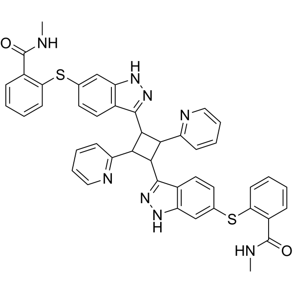 2,2'-((3,3'-(2,4-Di(pyridin-2-yl)cyclobutane-1,3-diyl)bis(1H-indazole-6,3-diyl))bis(sulfanediyl))bis(N-methylbenzamide) Axitinib Impurity|CS-0255315