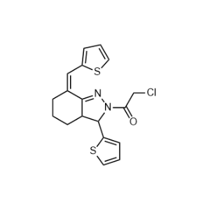2-Chloro-1-(3-(thiophen-2-yl)-7-(thiophen-2-ylmethylene)-3,3a,4,5,6,7-hexahydro-2h-indazol-2-yl)ethan-1-one|CS-0292106