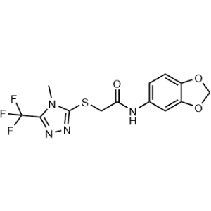 N-(Benzo[d][1,3]dioxol-5-yl)-2-((4-methyl-5-(trifluoromethyl)-4H-1,2,4-triazol-3-yl)thio)acetamide|CS-0294231