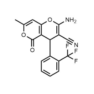 2-Amino-7-methyl-5-oxo-4-(2-(trifluoromethyl)phenyl)-4H,5H-pyrano[4,3-b]pyran-3-carbonitrile|CS-0320410