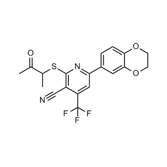 6-(2,3-Dihydrobenzo[b][1,4]dioxin-6-yl)-2-((3-oxobutan-2-yl)thio)-4-(trifluoromethyl)nicotinonitrile|CS-0326834
