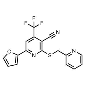 6-(Furan-2-yl)-2-((pyridin-2-ylmethyl)thio)-4-(trifluoromethyl)nicotinonitrile|CS-0326837