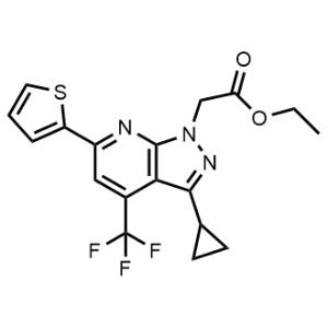 Ethyl 2-(3-cyclopropyl-6-(thiophen-2-yl)-4-(trifluoromethyl)-1H-pyrazolo[3,4-b]pyridin-1-yl)acetate|CS-0339892