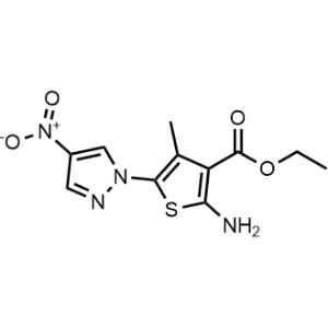 Ethyl 2-amino-4-methyl-5-(4-nitro-1H-pyrazol-1-yl)thiophene-3-carboxylate|CS-0339997