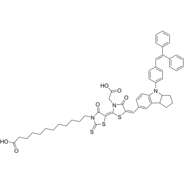 12-((2Z,5E)-3-(Carboxymethyl)-5-((4-(4-(2,2-diphenylvinyl)phenyl)-1,2,3,3a,4,8b-hexahydrocyclopenta[b]indol-7-yl)methylene)-4,4'-dioxo-2'-thioxo-4,5-dihydro-2'H,3H-[2,5'-bithiazolylidene]-3'(4'H)-yl)dodecanoic acid|CS-0373850