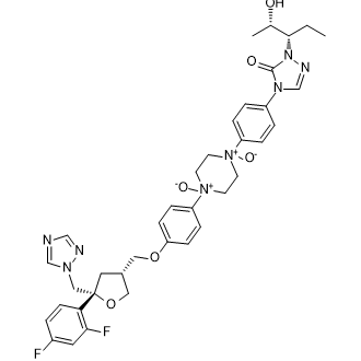 1-(4-(((3R,5R)-5-((1H-1,2,4-Triazol-1-yl)methyl)-5-(2,4-difluorophenyl)tetrahydrofuran-3-yl)methoxy)phenyl)-4-(4-(1-((2S,3S)-2-hydroxypentan-3-yl)-5-oxo-1H-1,2,4-triazol-4(5H)-yl)phenyl)piperazine 1,4-dioxide Posaconazole Impurity|CS-0376530
