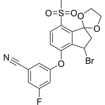 3-((3'-Bromo-7'-(methylsulfonyl)-2',3'-dihydrospiro[[1,3]dioxolane-2,1'-inden]-4'-yl)oxy)-5-fluorobenzonitrile|CS-0376948