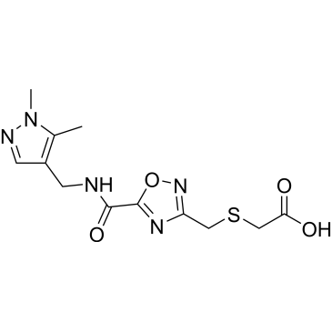 2-(((5-(((1,5-Dimethyl-1H-pyrazol-4-yl)methyl)carbamoyl)-1,2,4-oxadiazol-3-yl)methyl)thio)acetic acid|CS-0441579