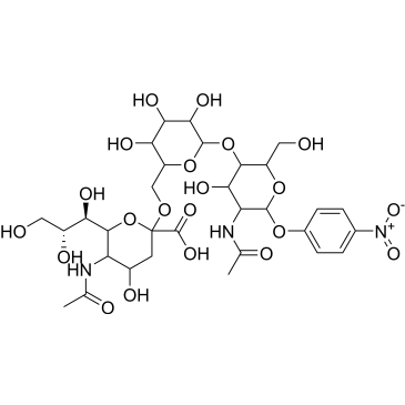 5-Acetamido-2-((6-((5-acetamido-4-hydroxy-2-(hydroxymethyl)-6-(4-nitrophenoxy)tetrahydro-2H-pyran-3-yl)oxy)-3,4,5-trihydroxytetrahydro-2H-pyran-2-yl)methoxy)-4-hydroxy-6-((1R,2R)-1,2,3-trihydroxypropyl)tetrahydro-2H-pyran-2-carboxylic acid|CS-0453023