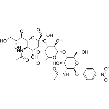 (2S,4S,5R,6R)-5-acetamido-2-(((2S,3R,4S,5S,6R)-2-(((2R,3S,4R,5R,6S)-5-acetamido-4-hydroxy-2-(hydroxymethyl)-6-(4-nitrophenoxy)tetrahydro-2H-pyran-3-yl)oxy)-3,5-dihydroxy-6-(hydroxymethyl)tetrahydro-2H-pyran-4-yl)oxy)-4-hydroxy-6-((1R,2R)-1,2,3-trihydroxypropyl)tetrahydro-2H-pyran-2-carboxylic acid|CS-0453064
