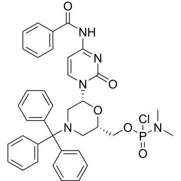 ((2S,6R)-6-(4-benzamido-2-oxopyrimidin-1(2H)-yl)-4-tritylmorpholin-2-yl)methyl dimethylphosphoramidochloridate|CS-0468394