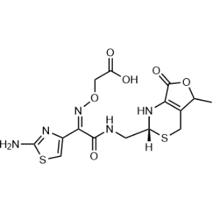 2-(((Z)-(1-(2-aminothiazol-4-yl)-2-((((2R)-5-methyl-7-oxo-2,4,5,7-tetrahydro-1H-furo[3,4-d][1,3]thiazin-2-yl)methyl)amino)-2-oxoethylidene)amino)oxy)acetic acid Cefixime Impurity|CS-0497584