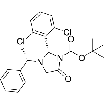 Tert-butyl (S)-2-(2,6-dichlorophenyl)-5-oxo-3-((S)-1-phenylethyl)imidazolidine-1-carboxylate|CS-0509533