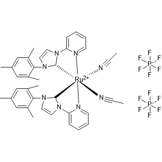 Ruthenium(2+), bis(acetonitrile)bis[1,3-dihydro-1-(2-pyridinyl-κN)-3-(2,4,6-trimethylphenyl)-2H-imidazol-2-ylidene-κC]-, (OC-6-33)-, hexafluorophosphate(1-) 1:2|CS-0526964