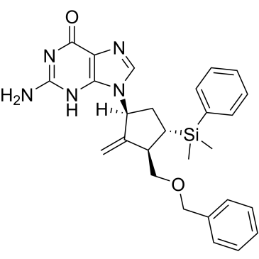2-Amino-9-((1S,3R,4S)-3-((benzyloxy)methyl)-4-(dimethyl(phenyl)silyl)-2-methylenecyclopentyl)-3H-purin-6(9H)-one Entecavir Impurity|CS-0531726