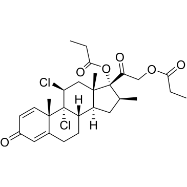 (8S,9R,10S,11S,13S,14S,16S,17R)-9,11-Dichloro-10,13,16-trimethyl-3-oxo-17-(2-(propionyloxy)acetyl)-6,7,8,9,10,11,12,13,14,15,16,17-dodecahydro-3H-cyclopenta[a]phenanthren-17-yl propionate Beclometasone Dipropionate Impurity|CS-0531762
