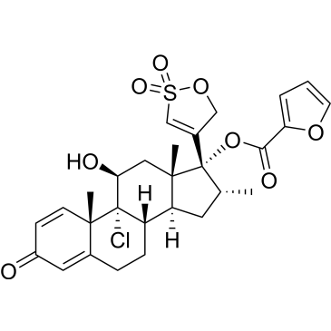 (8S,9R,10S,11S,13S,14S,16R,17R)-9-Chloro-17-(2,2-dioxido-5H-1,2-oxathiol-4-yl)-11-hydroxy-10,13,16-trimethyl-3-oxo-6,7,8,9,10,11,12,13,14,15,16,17-dodecahydro-3H-cyclopenta[a]phenanthren-17-yl furan-2-carboxylate Mometasone Furoate Impurity|CS-0532646