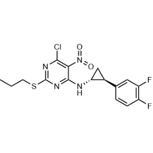 6-Chloro-N-((1R,2S)-2-(3,4-difluorophenyl)cyclopropyl)-5-nitro-2-(propylthio)pyrimidin-4-amine|CS-0536272