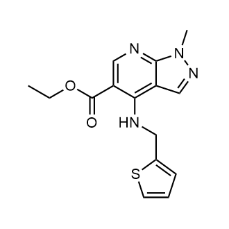 Ethyl 1-methyl-4-((thiophen-2-ylmethyl)amino)-1H-pyrazolo[3,4-b]pyridine-5-carboxylate|CS-0554037
