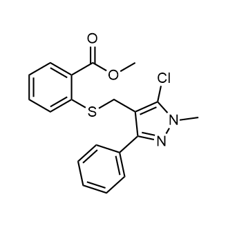 Methyl 2-(((5-chloro-1-methyl-3-phenyl-1H-pyrazol-4-yl)methyl)thio)benzoate|CS-0556707