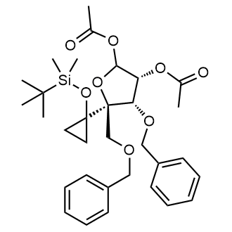(3R,4S,5R)-4-(benzyloxy)-5-((benzyloxy)methyl)-5-(1-((tert-butyldimethylsilyl)oxy)cyclopropyl)tetrahydrofuran-2,3-diyl diacetate|CS-0568929