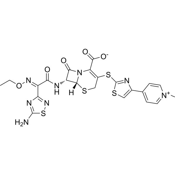 (6R,7R)-7-(2-(5-Amino-1,2,4-thiadiazol-3-yl)-2-(ethoxyimino)acetamido)-3-((4-(1-methylpyridin-1-ium-4-yl)thiazol-2-yl)thio)-8-oxo-5-thia-1-azabicyclo[4.2.0]oct-2-ene-2-carboxylate|CS-0571261