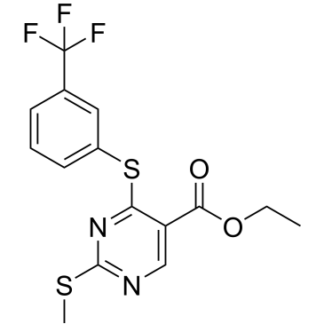 Ethyl 2-(methylthio)-4-((3-(trifluoromethyl)phenyl)thio)pyrimidine-5-carboxylate|CS-0575588