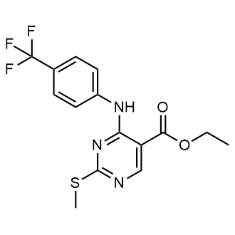 Ethyl 2-(methylthio)-4-((4-(trifluoromethyl)phenyl)amino)pyrimidine-5-carboxylate|CS-0575594
