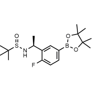 N-((S)-1-(2-Fluoro-5-(4,4,5,5-tetramethyl-1,3,2-dioxaborolan-2-yl)phenyl)ethyl)-2-methylpropane-2-sulfinamide|CS-0611213