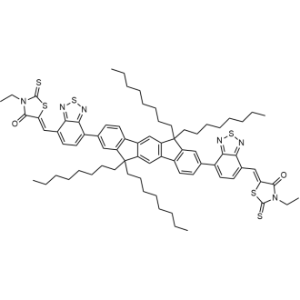 5,5′-[(6,12-Dihydro-6,6,12,12-tetraoctylindeno[1,2-b]fluorene-2,8-diyl)bis(2,1,3-benzothiadiazole-7,4-diylmethylidyne)]bis[3-ethyl-2-thioxo-4-thiazolidinone]|CS-0618427