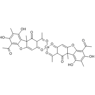 Bis[2-(acetyl-κO)-6-acetyl-7,9-dihydroxy-8,9b-dimethyl-1,3(2H,9bH)-dibenzofurandionato-κO3]copper|CS-0634070