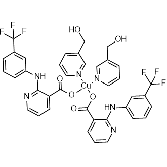 Bis(3-pyridinemethanol-κN1)bis[2-[[3-(trifluoromethyl)phenyl]amino]-3-pyridinecarboxylato-κO3]copper|CS-0634125